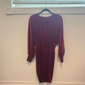 SHEIN Burgundy Long Sleeve Dress
